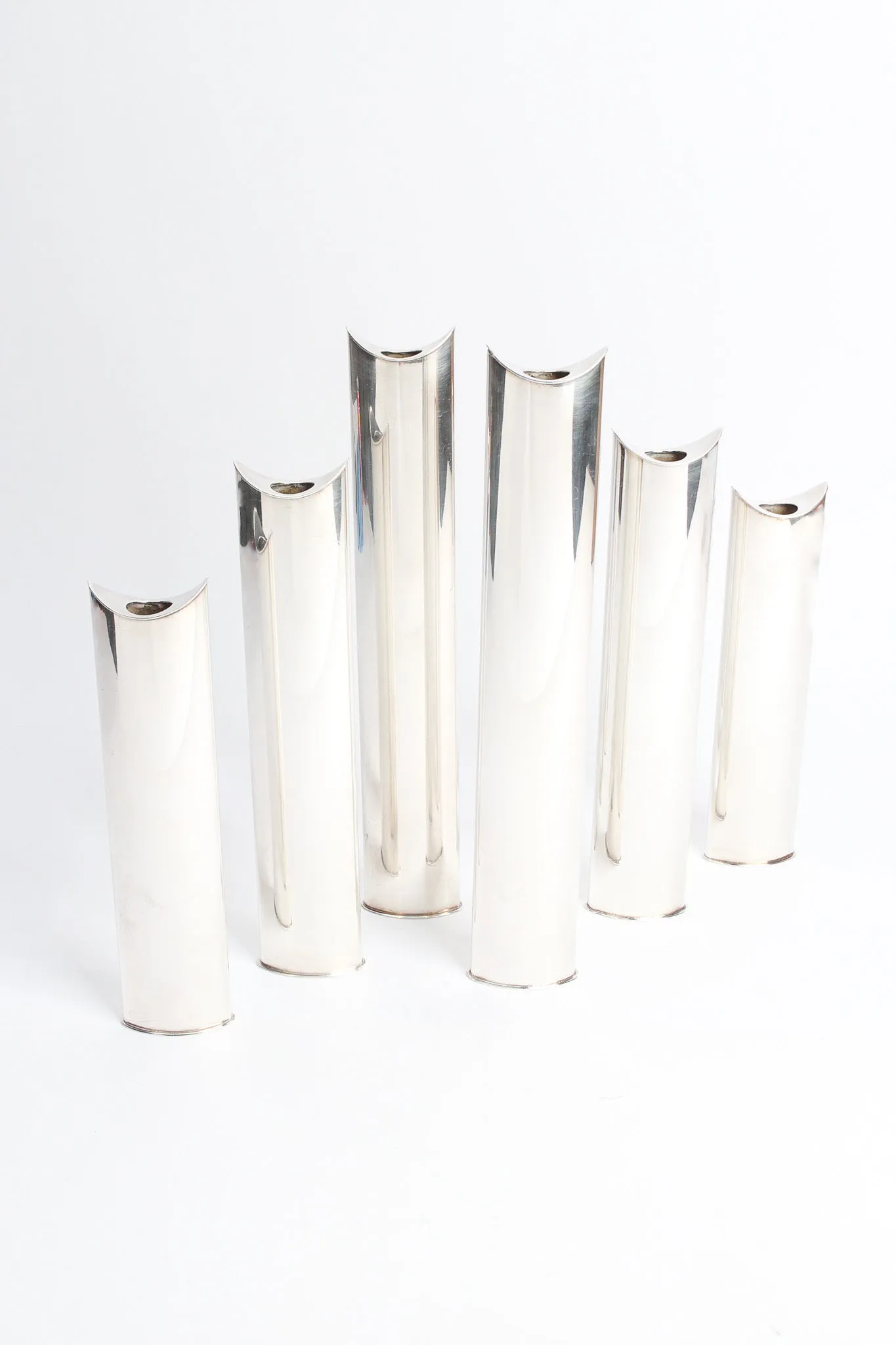 Sculptural Silver Candle Holders