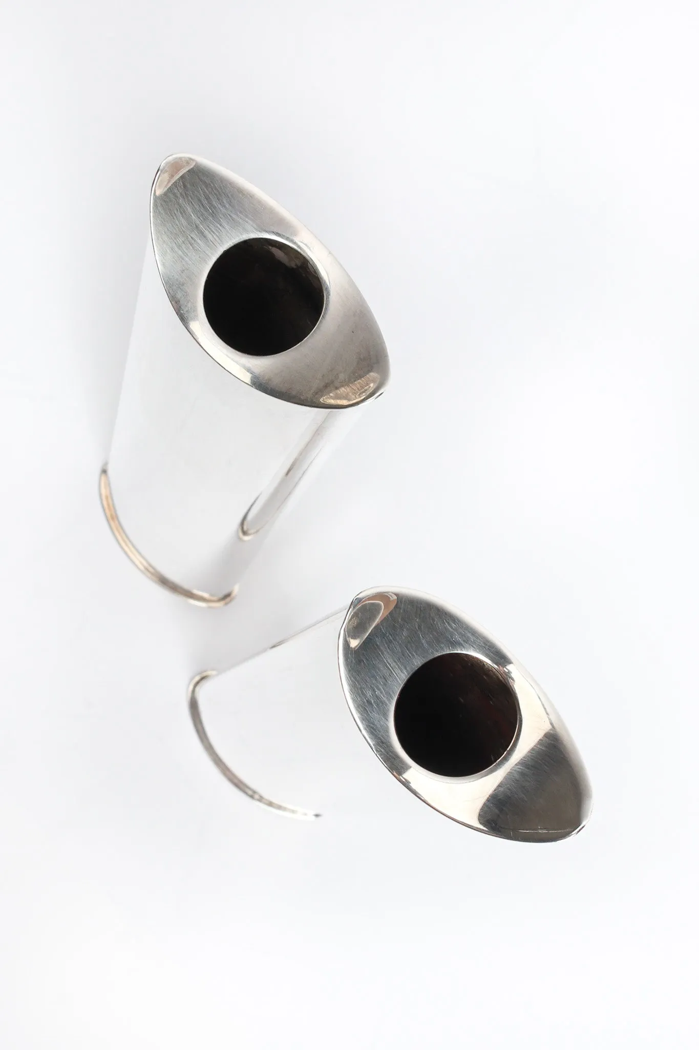 Sculptural Silver Candle Holders