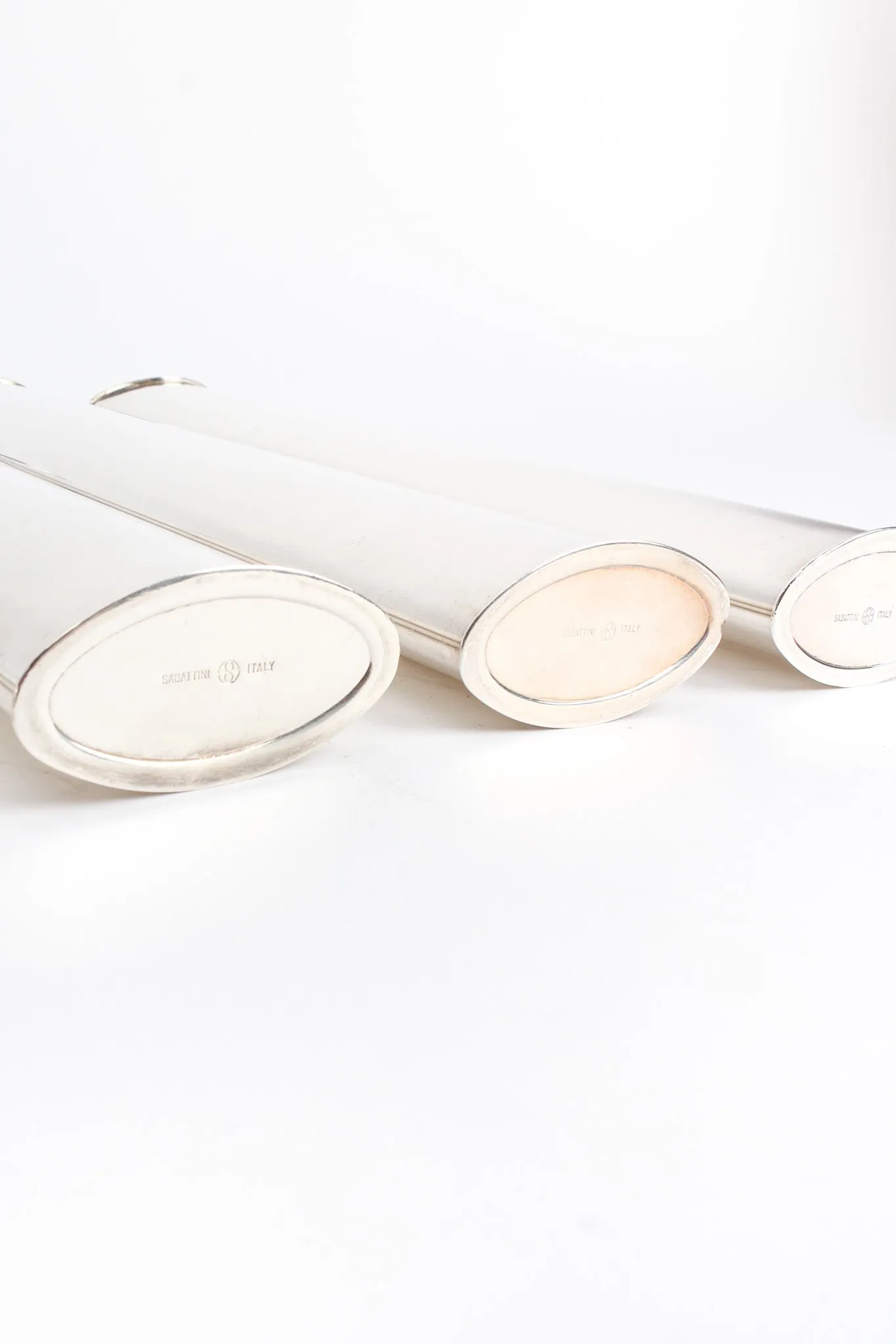 Sculptural Silver Candle Holders