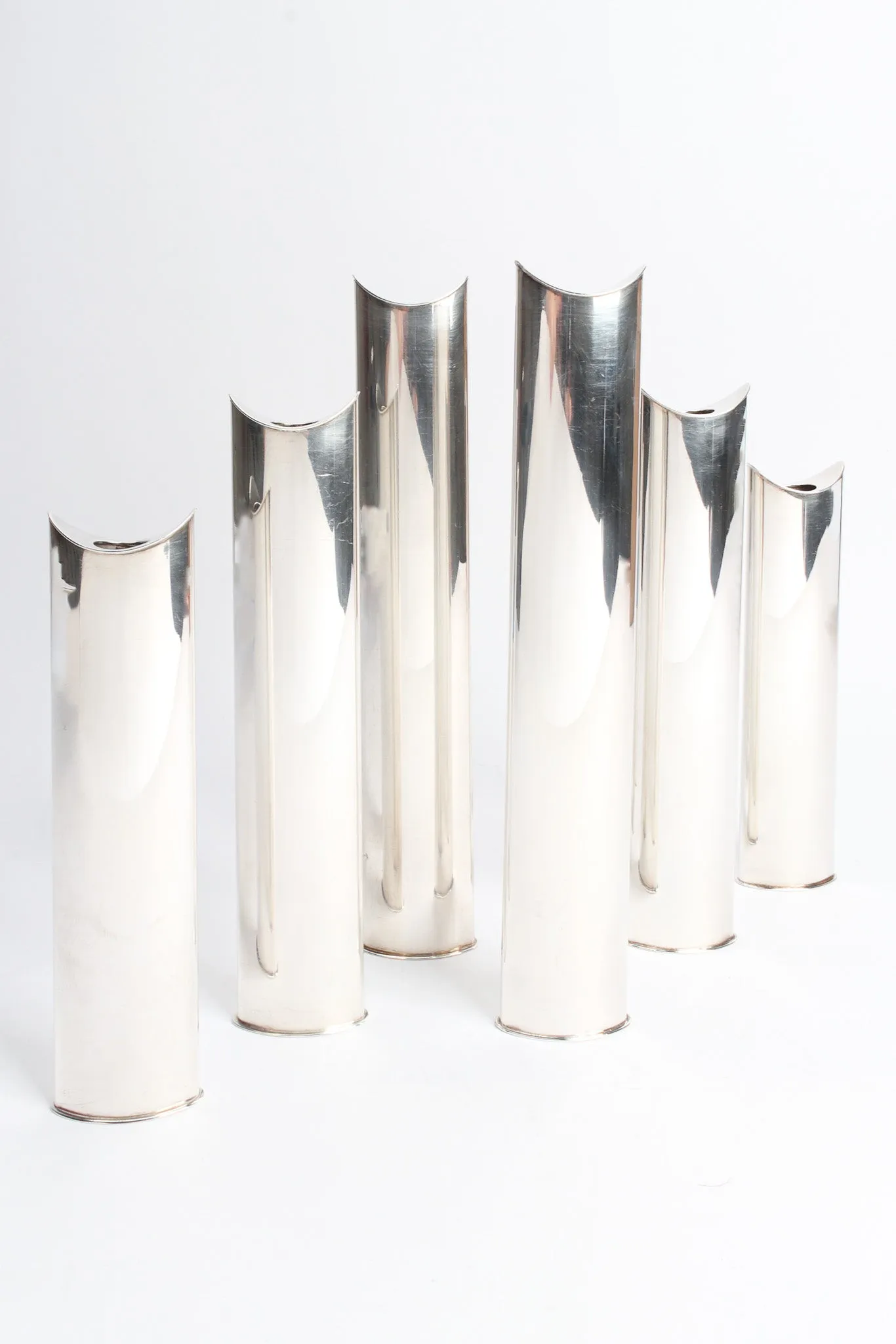 Sculptural Silver Candle Holders