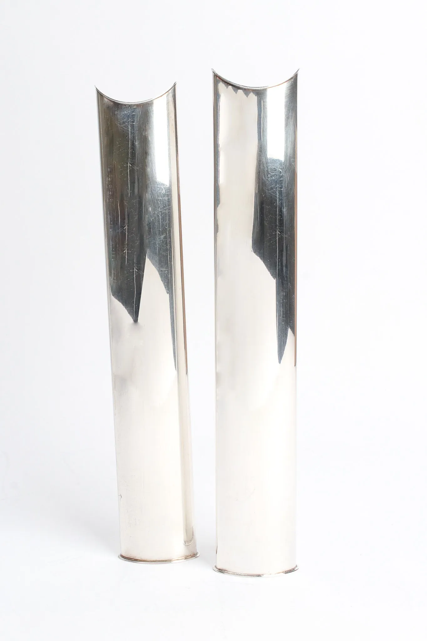 Sculptural Silver Candle Holders