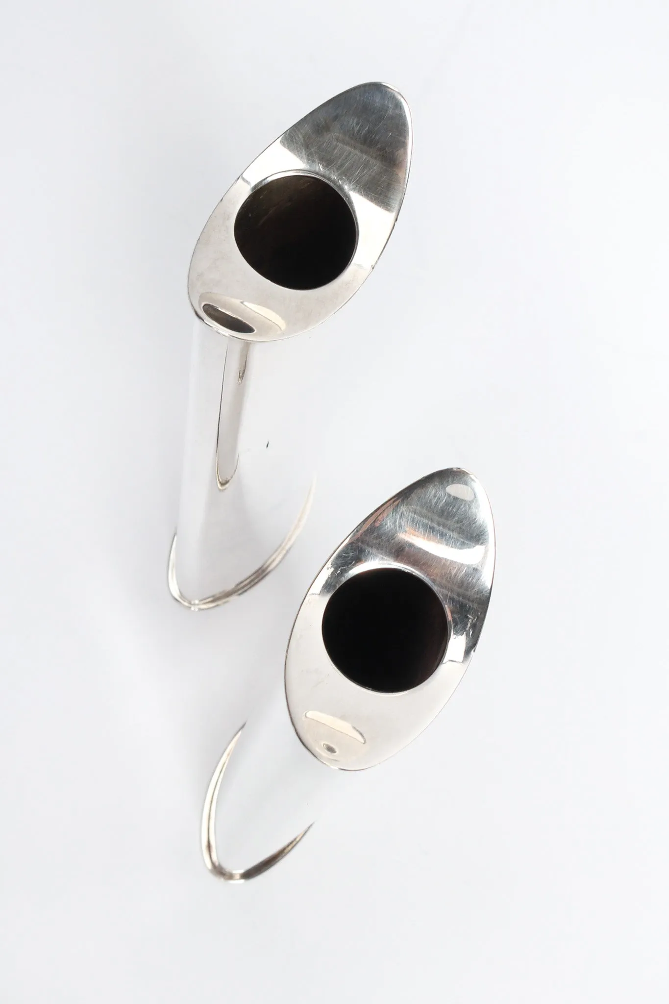Sculptural Silver Candle Holders