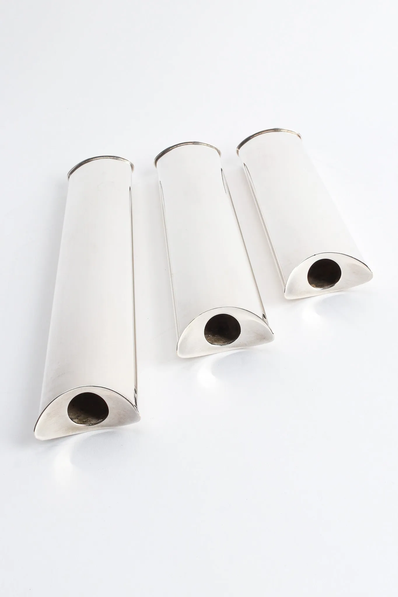 Sculptural Silver Candle Holders