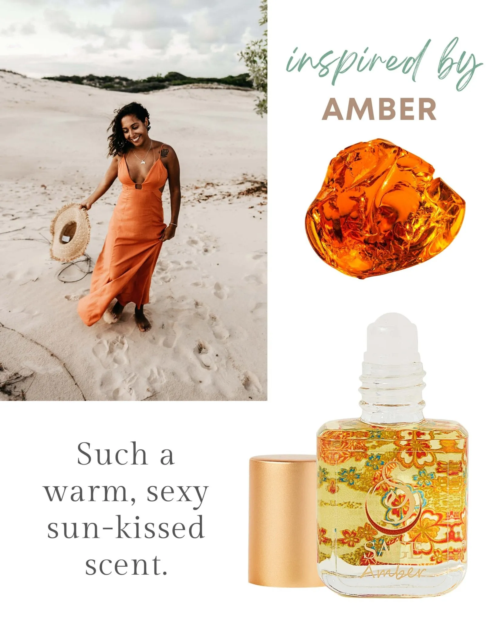 Secret Garden EARTHY Gift Set ~ Diamond, Onyx, and Amber 1/4 oz Organic Perfume Oil Extract Roll-Ons by Sage