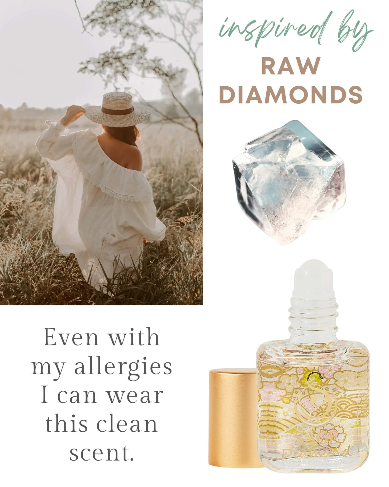 Secret Garden EARTHY Gift Set ~ Diamond, Onyx, and Amber 1/4 oz Organic Perfume Oil Extract Roll-Ons by Sage