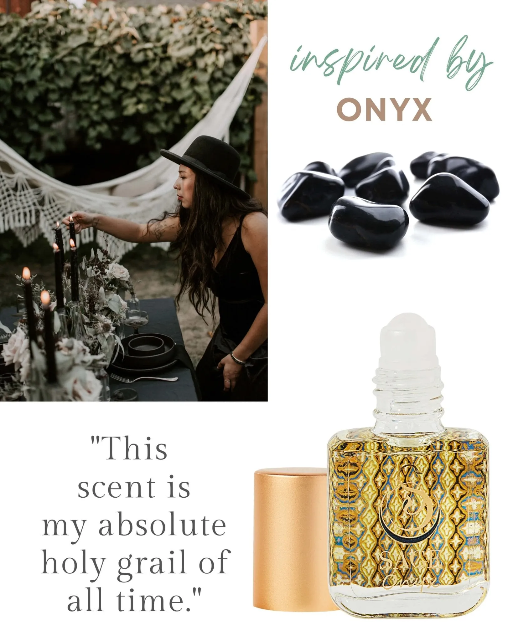 Secret Garden EARTHY Gift Set ~ Diamond, Onyx, and Amber 1/4 oz Organic Perfume Oil Extract Roll-Ons by Sage
