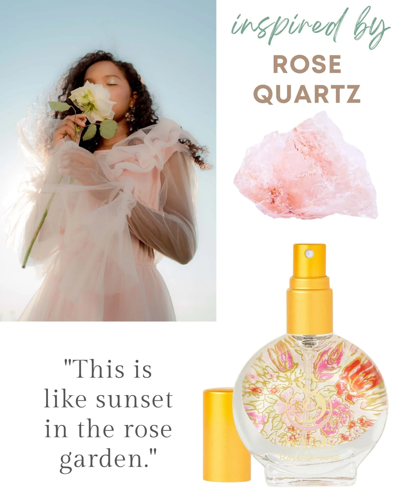 Secret Garden FLORAL Gift Set ~ Rose Quartz, Turquoise, and Sage 1/2 oz Organic Eau de Toilette Mini Set by Sage