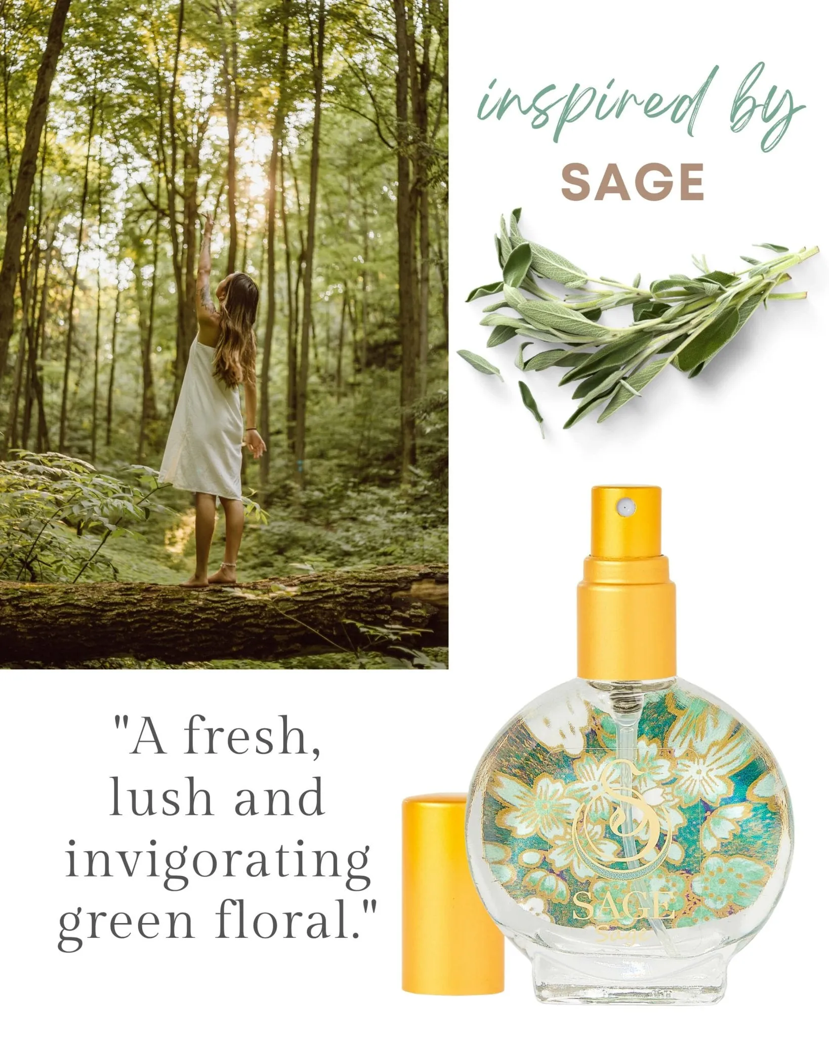 Secret Garden FLORAL Gift Set ~ Rose Quartz, Turquoise, and Sage 1/2 oz Organic Eau de Toilette Mini Set by Sage