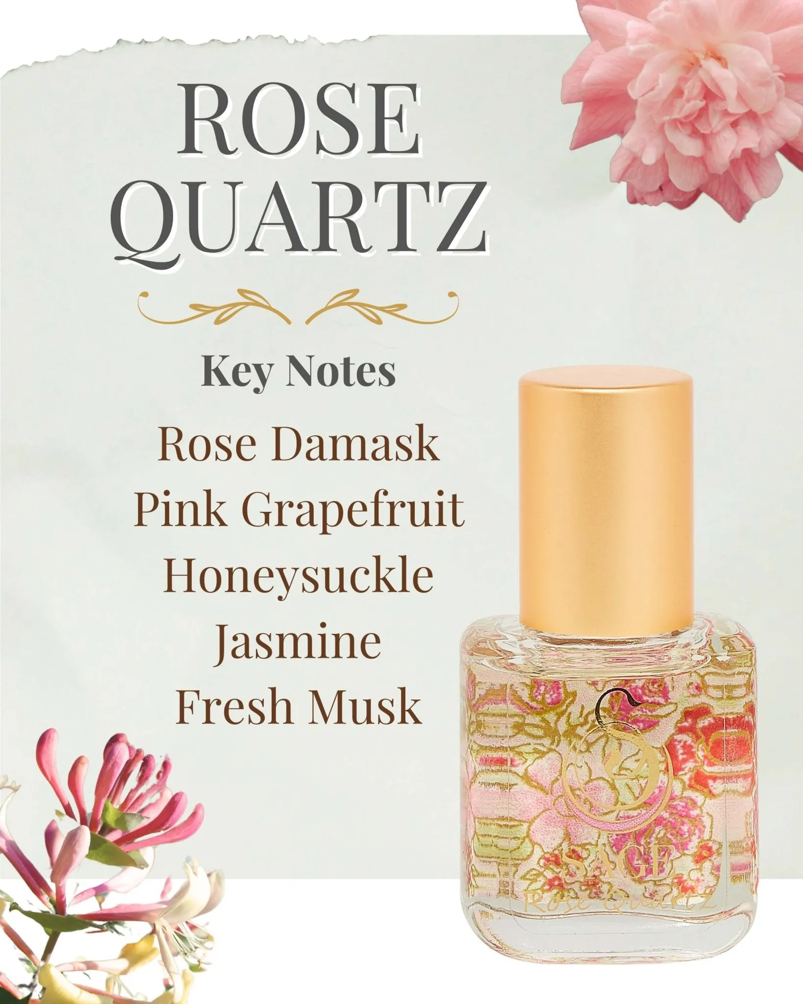 Secret Garden FLORAL Gift Set ~ Rose Quartz, Turquoise, and Sage 1/4 oz Organic Perfume Oil Extract Roll-Ons by Sage