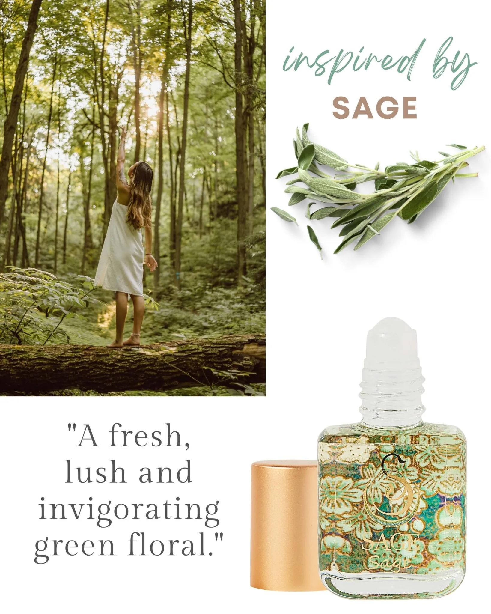 Secret Garden FLORAL Gift Set ~ Rose Quartz, Turquoise, and Sage 1/4 oz Organic Perfume Oil Extract Roll-Ons by Sage