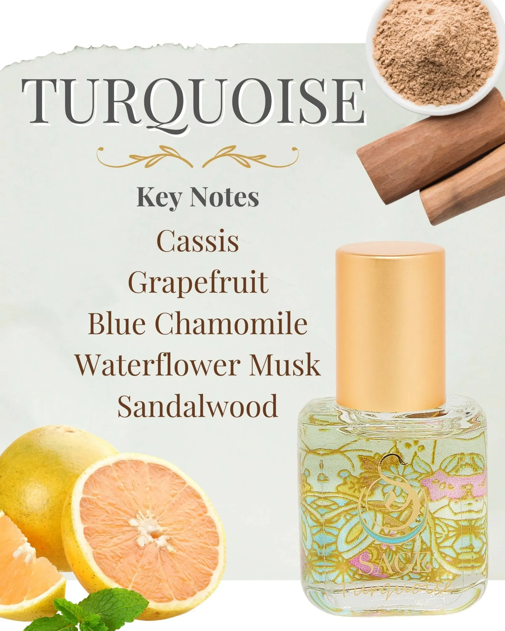 Secret Garden FLORAL Gift Set ~ Rose Quartz, Turquoise, and Sage 1/4 oz Organic Perfume Oil Extract Roll-Ons by Sage
