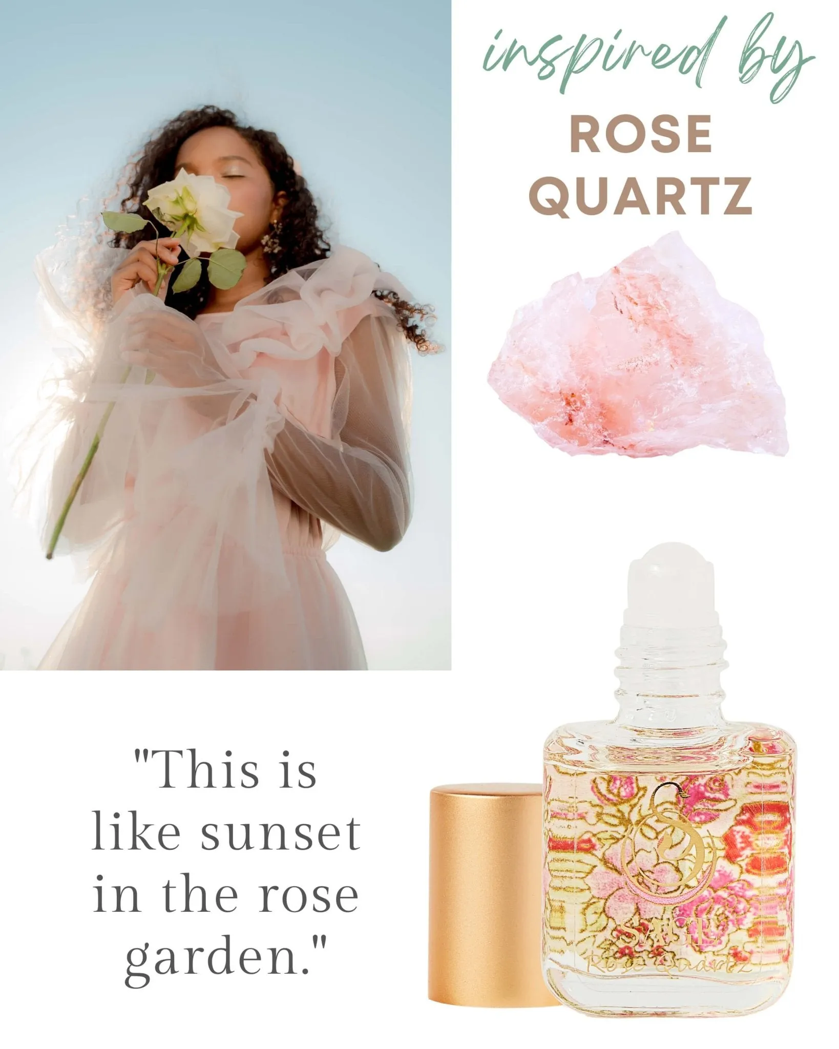Secret Garden FLORAL Gift Set ~ Rose Quartz, Turquoise, and Sage 1/4 oz Organic Perfume Oil Extract Roll-Ons by Sage