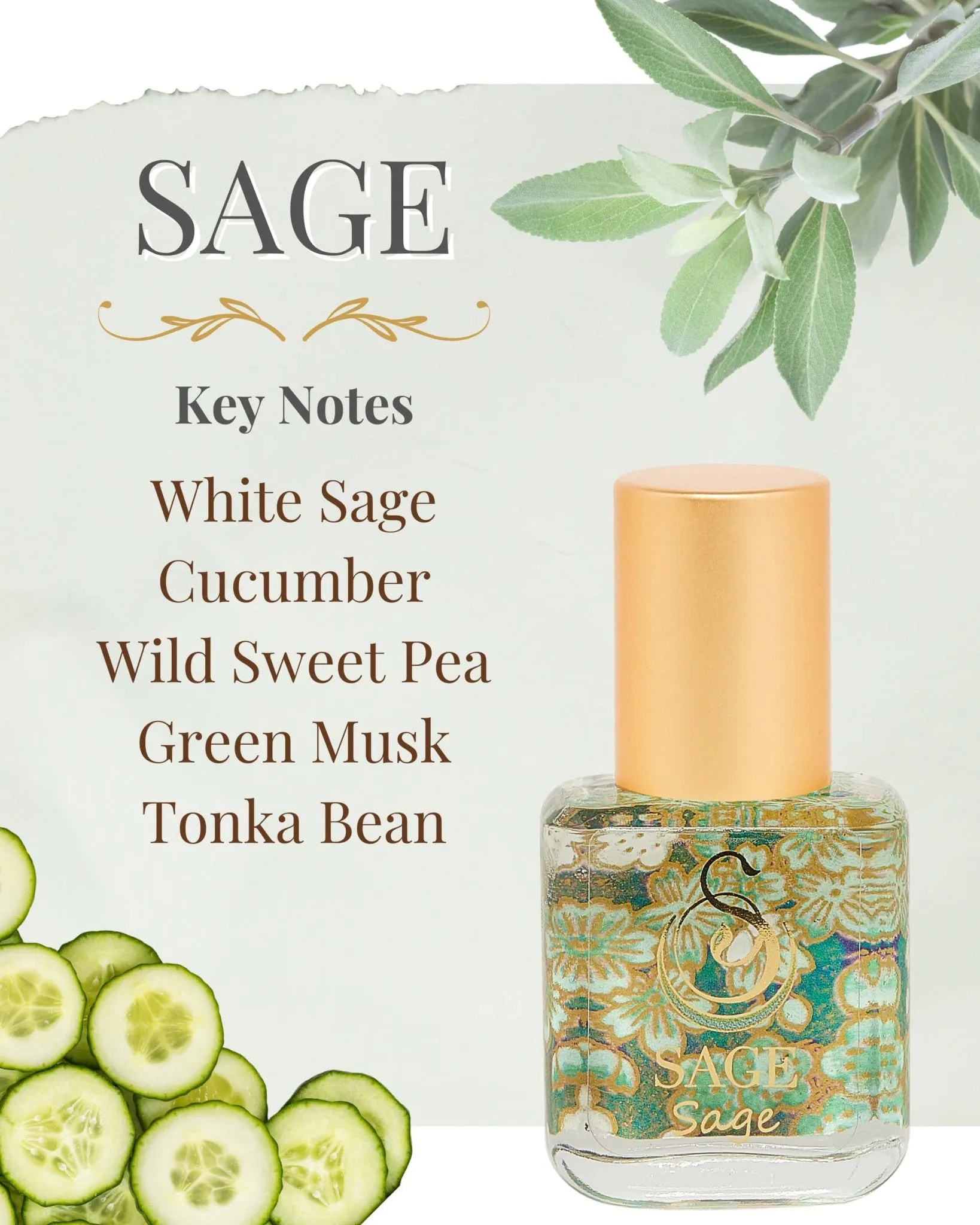 Secret Garden FLORAL Gift Set ~ Rose Quartz, Turquoise, and Sage 1/4 oz Organic Perfume Oil Extract Roll-Ons by Sage