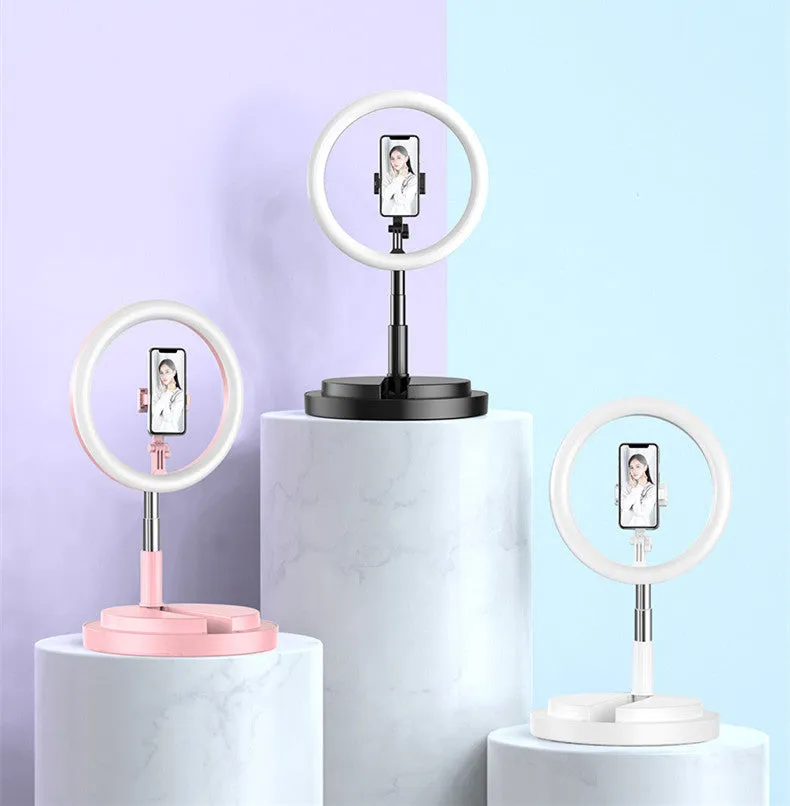 Selfie Ring Light LED Dimmable Video Studio Photography Lighting for Vlog Live Photo with Tripod Y2 fill light pink