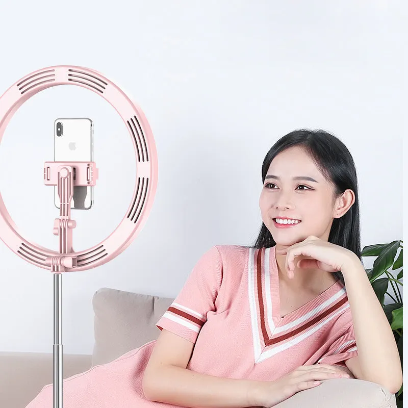Selfie Ring Light LED Dimmable Video Studio Photography Lighting for Vlog Live Photo with Tripod Y2 fill light pink