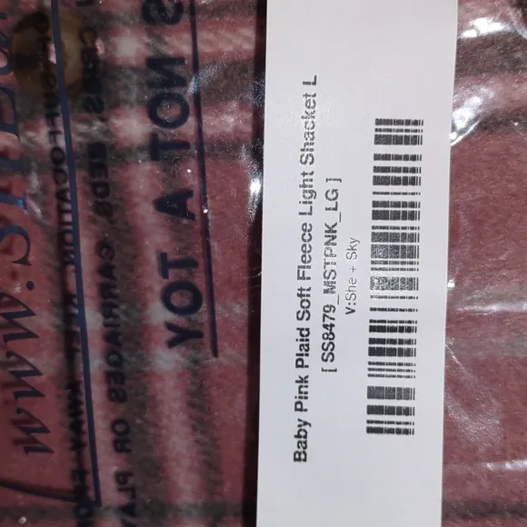 SHE   SKY Baby Pink Plaid Soft Fleece Lightweight Shacket