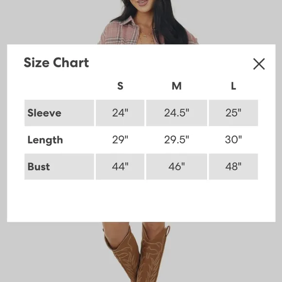 SHE   SKY Baby Pink Plaid Soft Fleece Lightweight Shacket