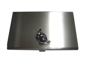 Silver Toned Detailed Chinchilla Business Card Holder