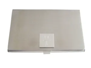 Silver Toned Etched Ankh Cross Business Card Holder