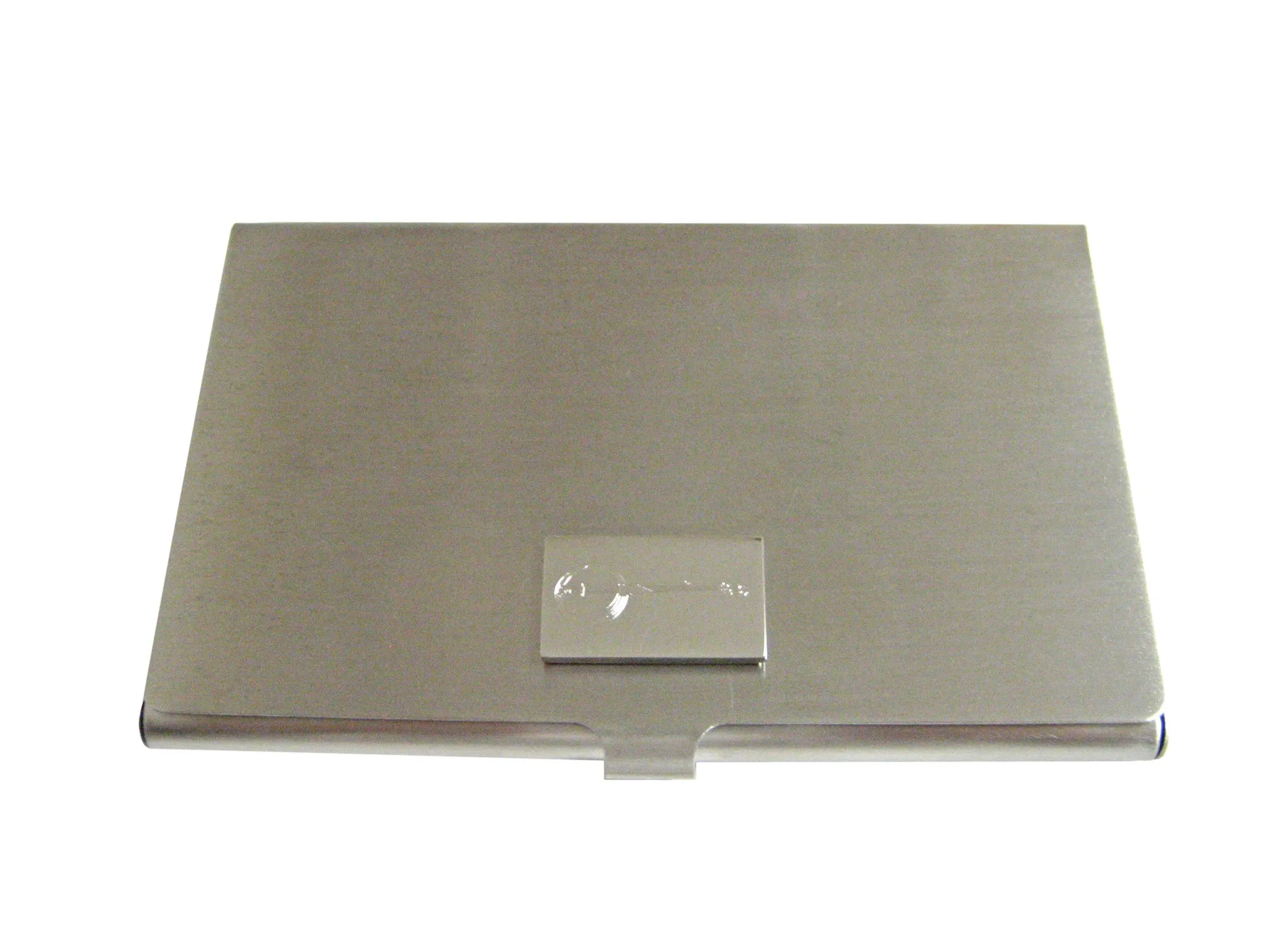 Silver Toned Etched Banjo Music Instrument Business Card Holder