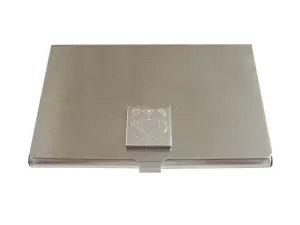 Silver Toned Etched Bear Head Business Card Holder