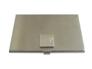 Silver Toned Etched Lioness Business Card Holder