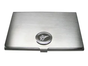 Silver Toned Etched Oval Fighter Jet Plane Business Card Holder