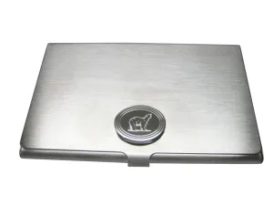 Silver Toned Etched Oval Polar Bear Business Card Holder