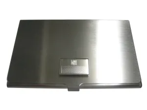 Silver Toned Etched Poland Flag Business Card Holder