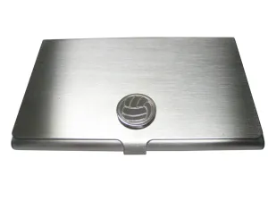Silver Toned Etched Volleyball Business Card Holder