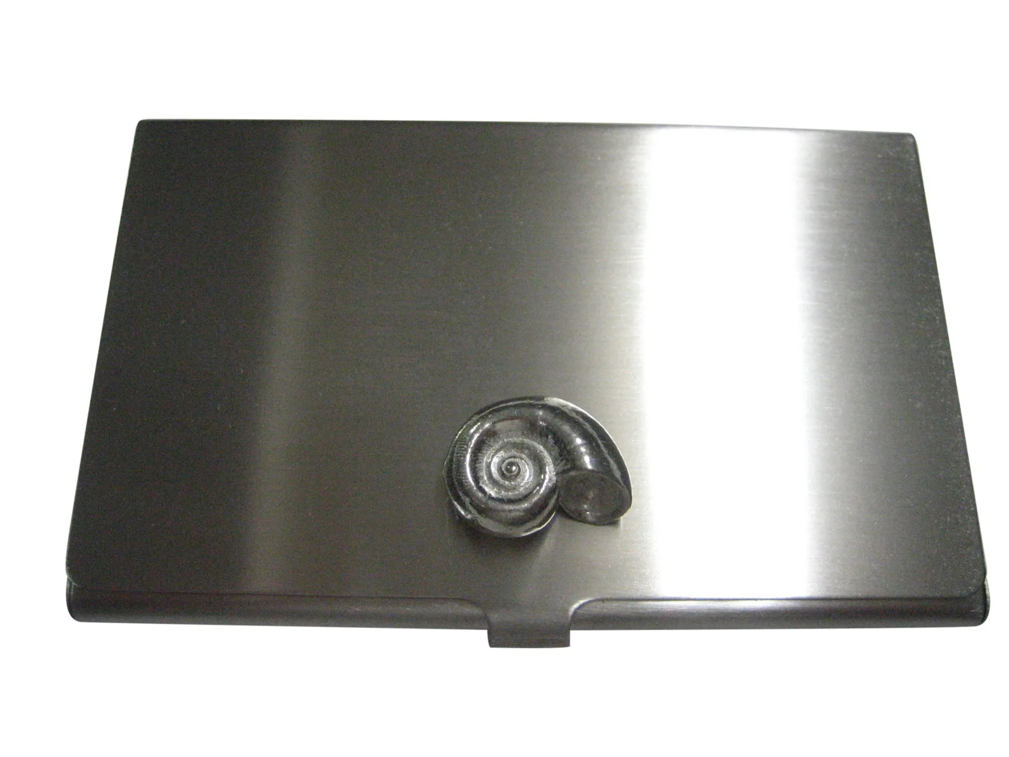 Silver Toned Snail Business Card Holder