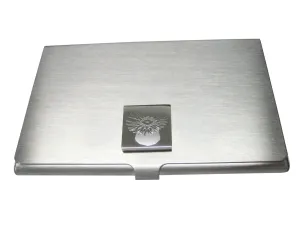 Silver Toned Square Etched Sea Anemone Business Card Holder