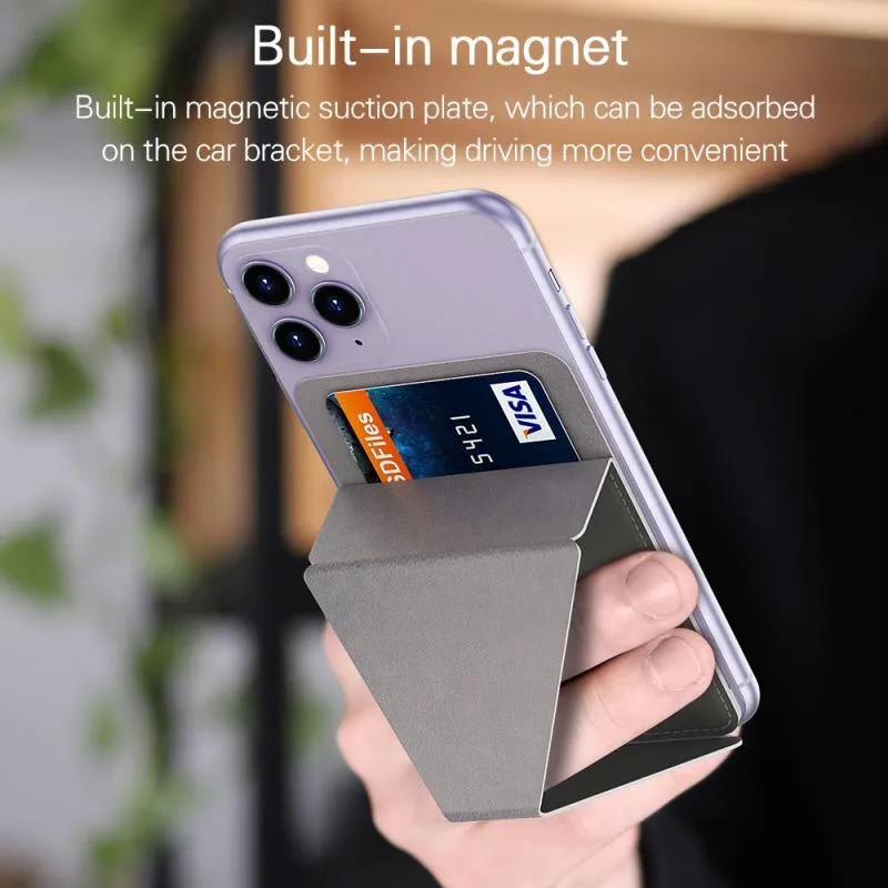 Sticky Invisible Mobile Phone Holder Cellphone Stand Foldable Smartphone Desk Mount Magnetic Ring Buckle gray