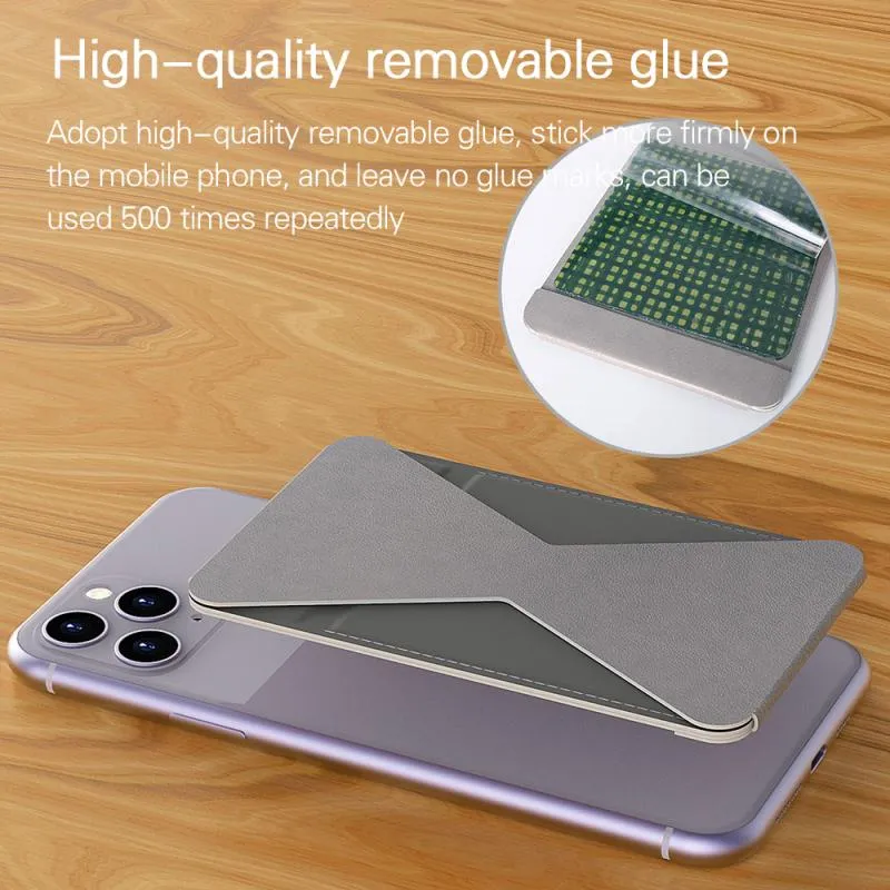 Sticky Invisible Mobile Phone Holder Cellphone Stand Foldable Smartphone Desk Mount Magnetic Ring Buckle gray