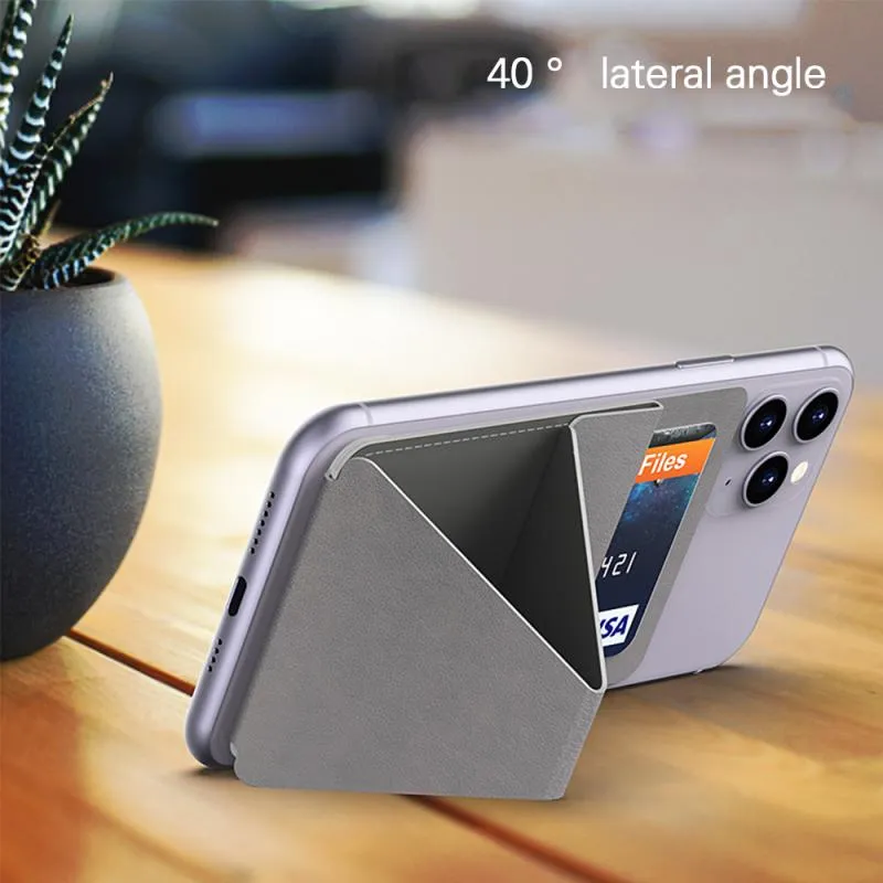 Sticky Invisible Mobile Phone Holder Cellphone Stand Foldable Smartphone Desk Mount Magnetic Ring Buckle gray
