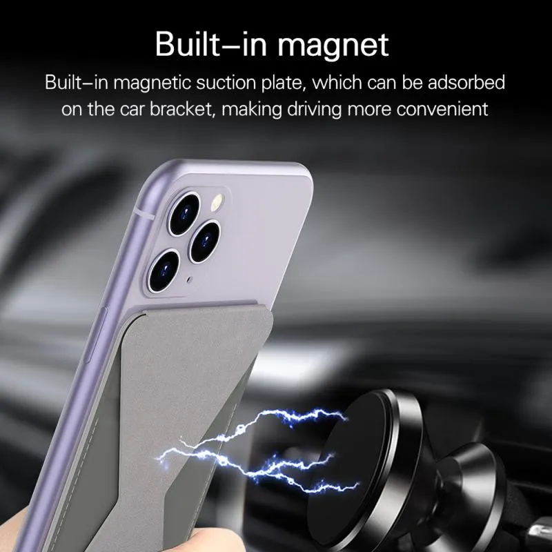 Sticky Invisible Mobile Phone Holder Cellphone Stand Foldable Smartphone Desk Mount Magnetic Ring Buckle gray