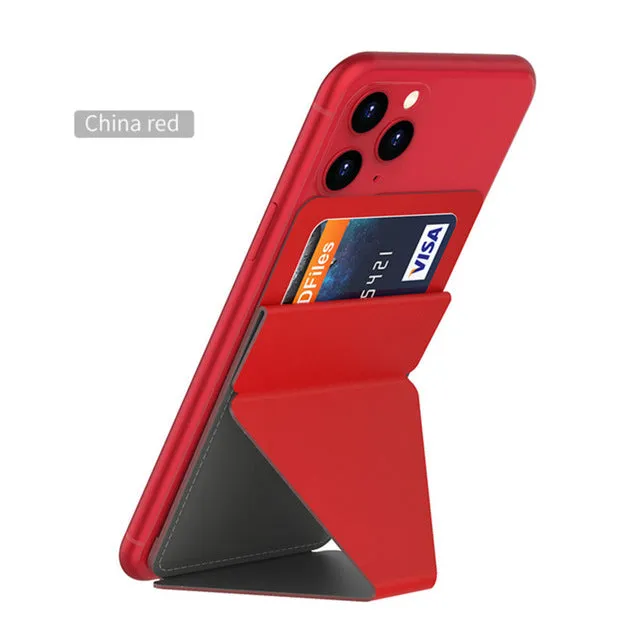 Sticky Invisible Mobile Phone Holder Cellphone Stand Foldable Smartphone Desk Mount Magnetic Ring Buckle gray