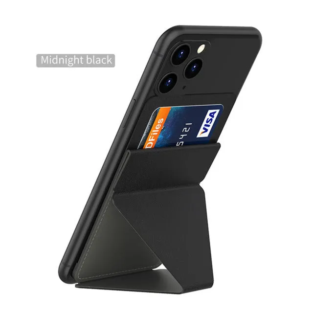 Sticky Invisible Mobile Phone Holder Cellphone Stand Foldable Smartphone Desk Mount Magnetic Ring Buckle gray