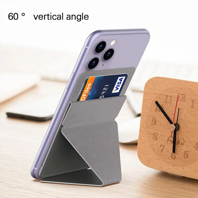Sticky Invisible Mobile Phone Holder Cellphone Stand Foldable Smartphone Desk Mount Magnetic Ring Buckle gray