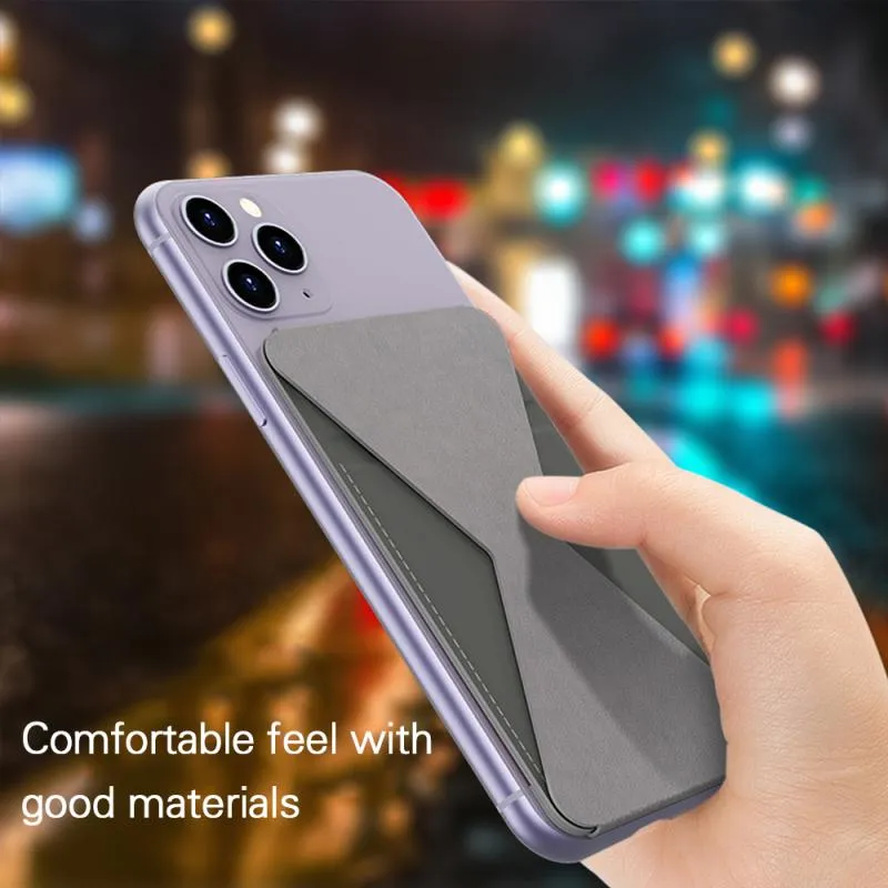 Sticky Invisible Mobile Phone Holder Cellphone Stand Foldable Smartphone Desk Mount Magnetic Ring Buckle gray