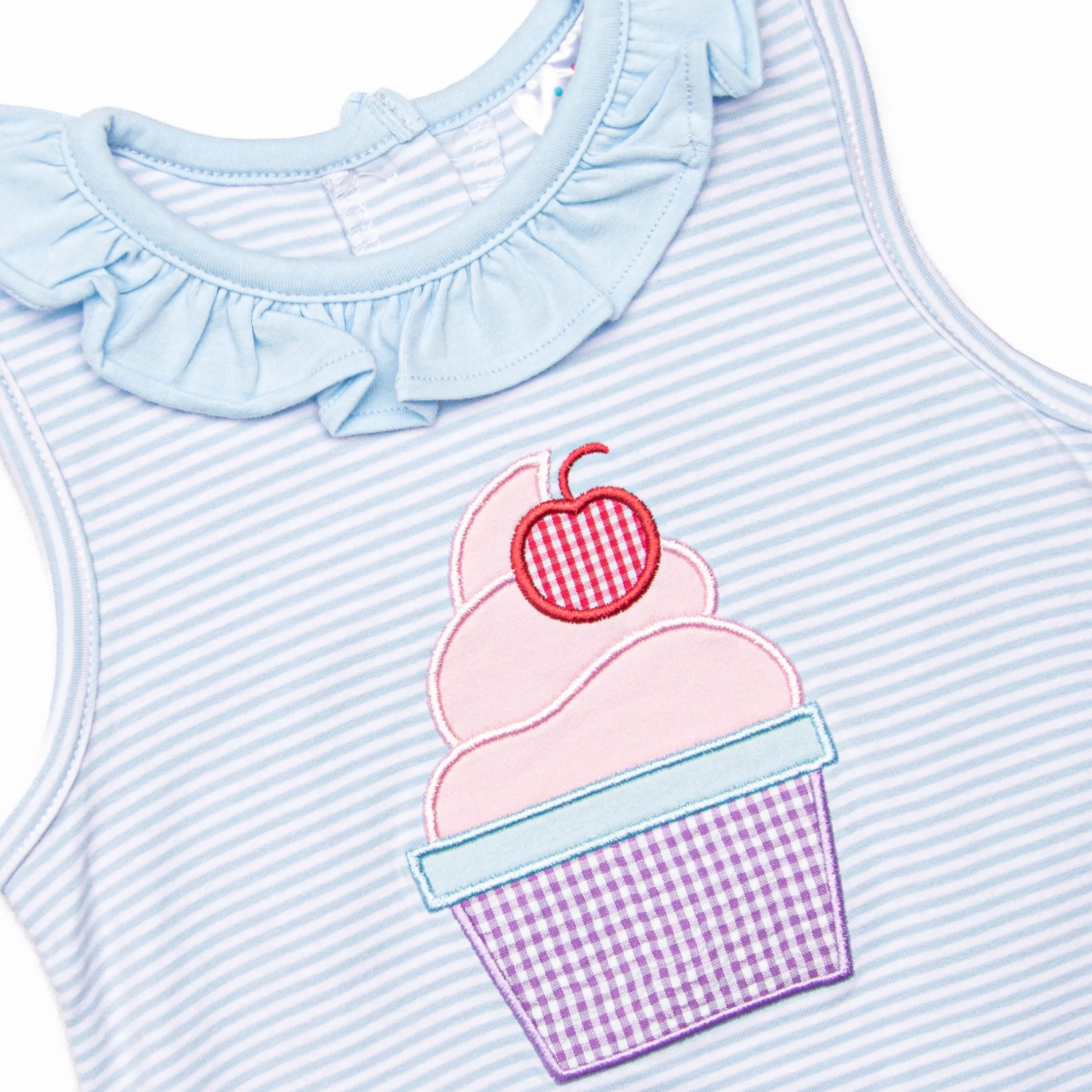 Sundae Sweets Applique Diaper Set, Blue