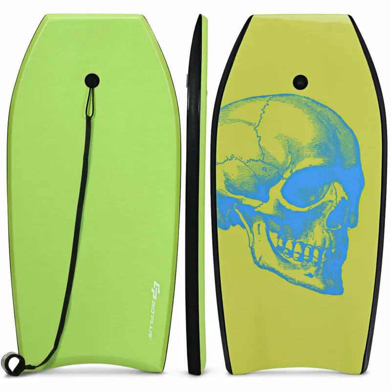 Super Surfing Lightweight Bodyboard with Leash-L - Color: Green - Size: L