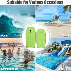 Super Surfing Lightweight Bodyboard with Leash-L - Color: Green - Size: L