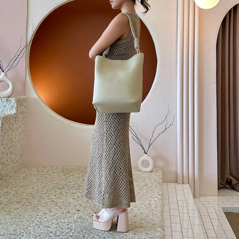 The Adeline Recycled Vegan Tote Bag in Taupe