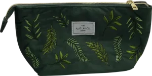 The Flat Lay Co. Green Forest Leaves Velvet Makeup Essentials Pouch One Size