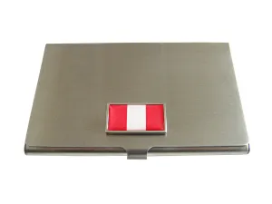 Thin Bordered Peru Flag Pendant Business Card Holder
