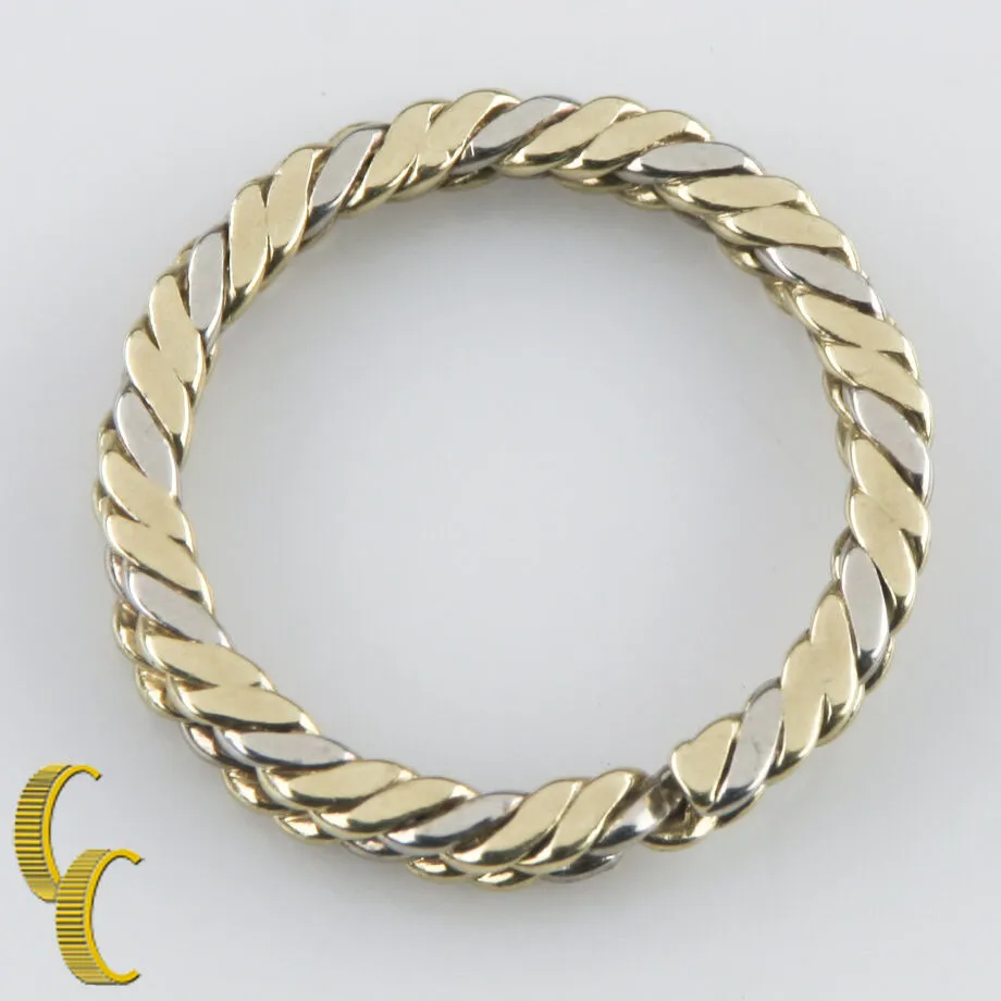 Tiffany & Co. Vintage Retired 14k White & Yellow Gold Rope Key Ring 12.5 grams