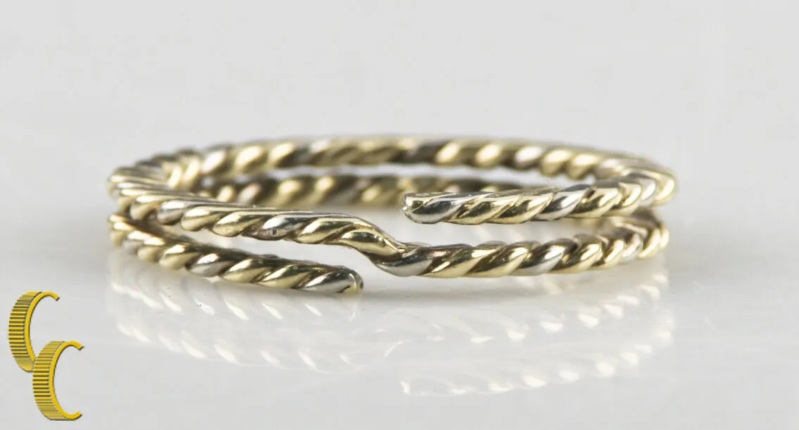 Tiffany & Co. Vintage Retired 14k White & Yellow Gold Rope Key Ring 12.5 grams