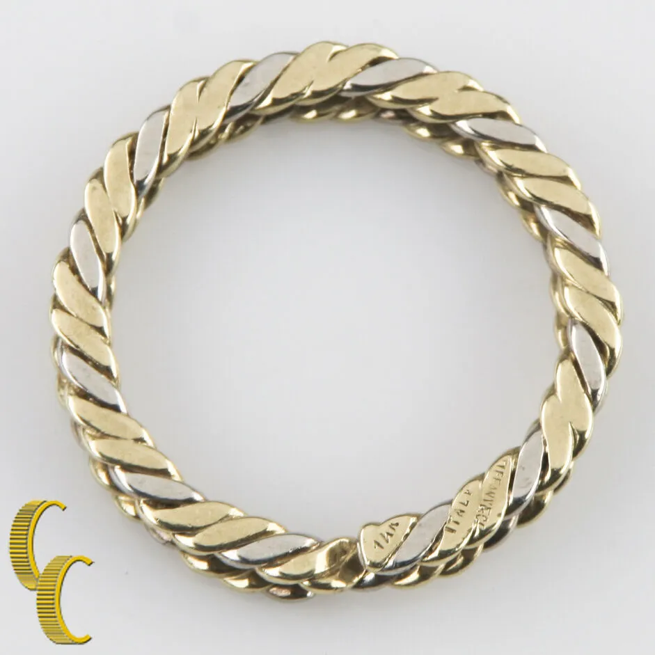 Tiffany & Co. Vintage Retired 14k White & Yellow Gold Rope Key Ring 12.5 grams