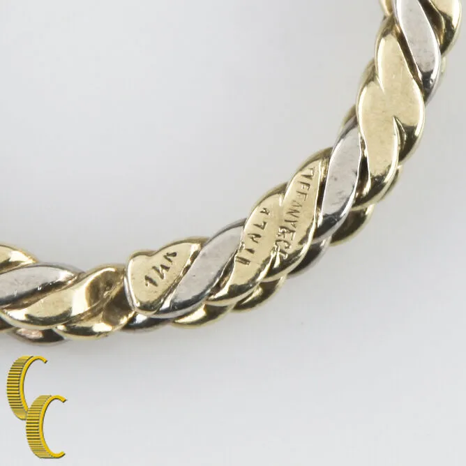 Tiffany & Co. Vintage Retired 14k White & Yellow Gold Rope Key Ring 12.5 grams
